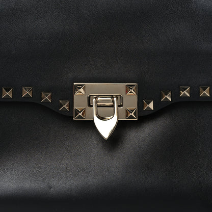 Valentino Garavani Vitello Medium Rockstud Flap Saddle Bag Black 7 of 9