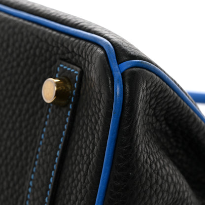 Hermes Taurillon Clemence Horseshoe Birkin 25 Black Bleu Hydra 14 of 14