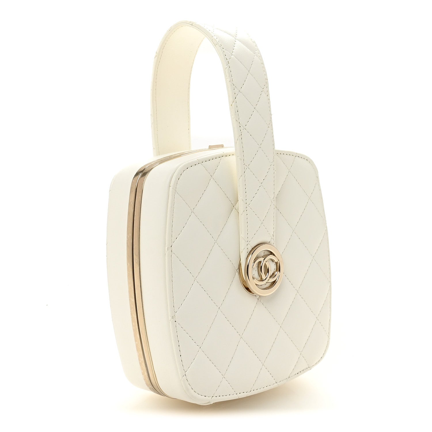 Chanel Lambskin Minaudiere Vanity With Handle White 3 of 10
