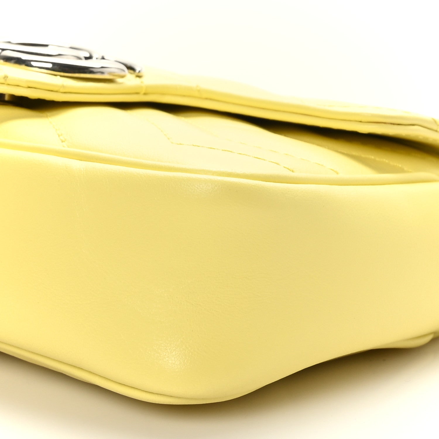 Gucci Calfskin Matelasse Super Mini GG Marmont Shoulder Bag Banana 9 of 9