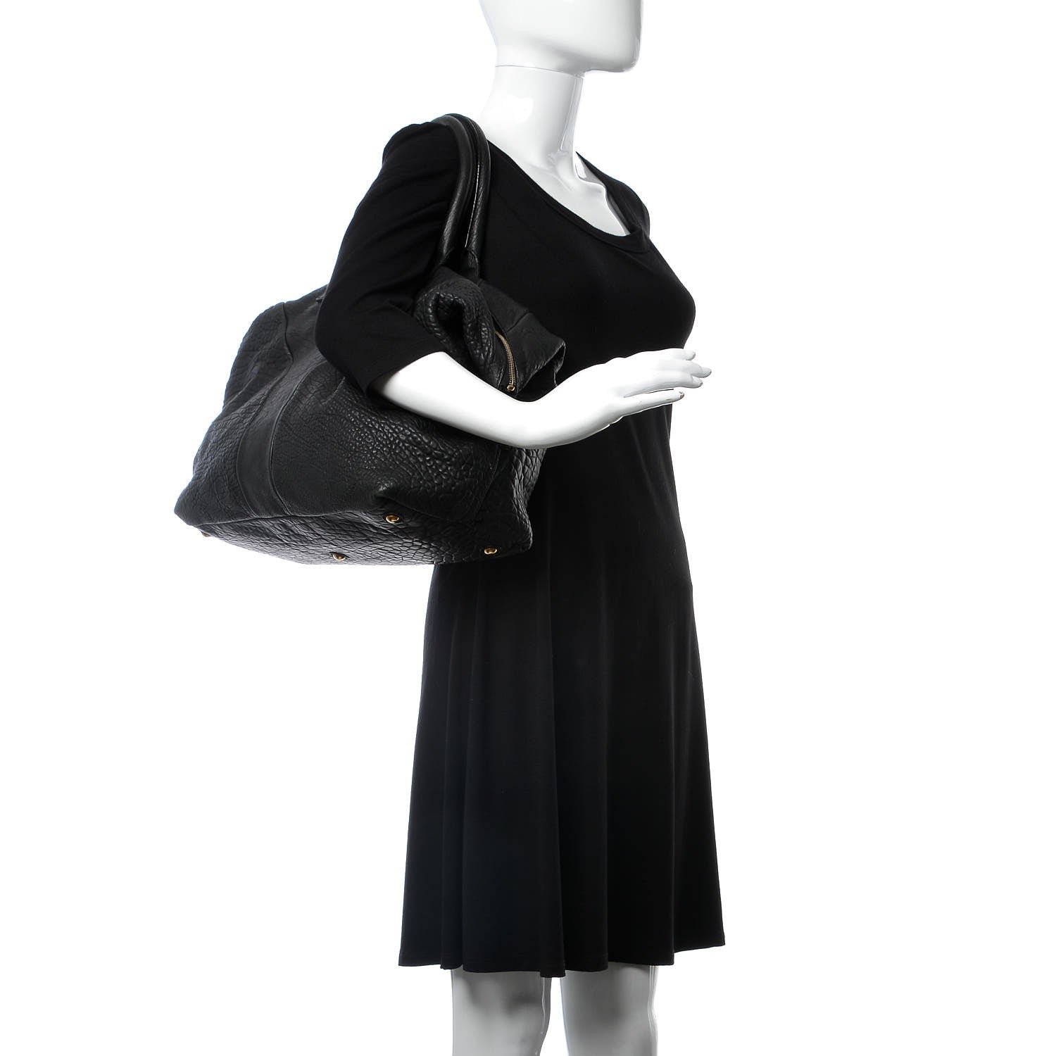 Saint Laurent Pebbled Lambskin Medium Easy Sac Black 2 of 13