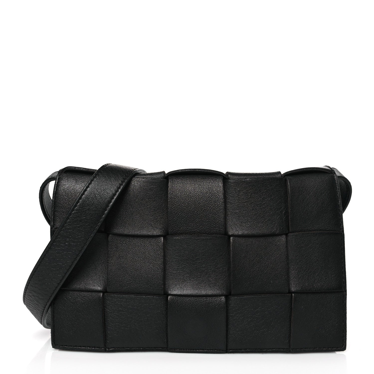 Bottega Veneta Lambskin Maxi Intreccio Small Cassette Crossbody Bag Black 1 of 8