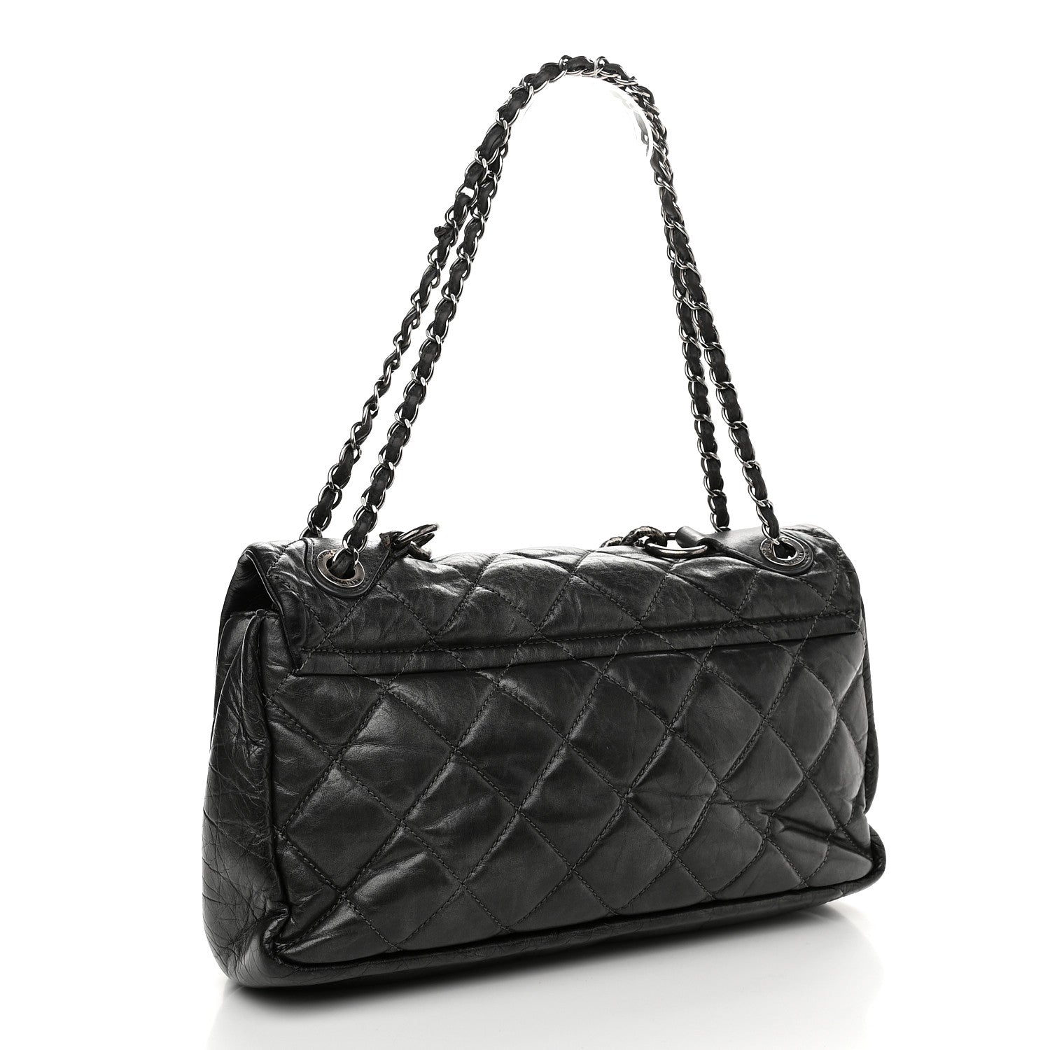 Chanel Aged Calfskin Quilted Medium Pondichery Flap Black 3 of 9