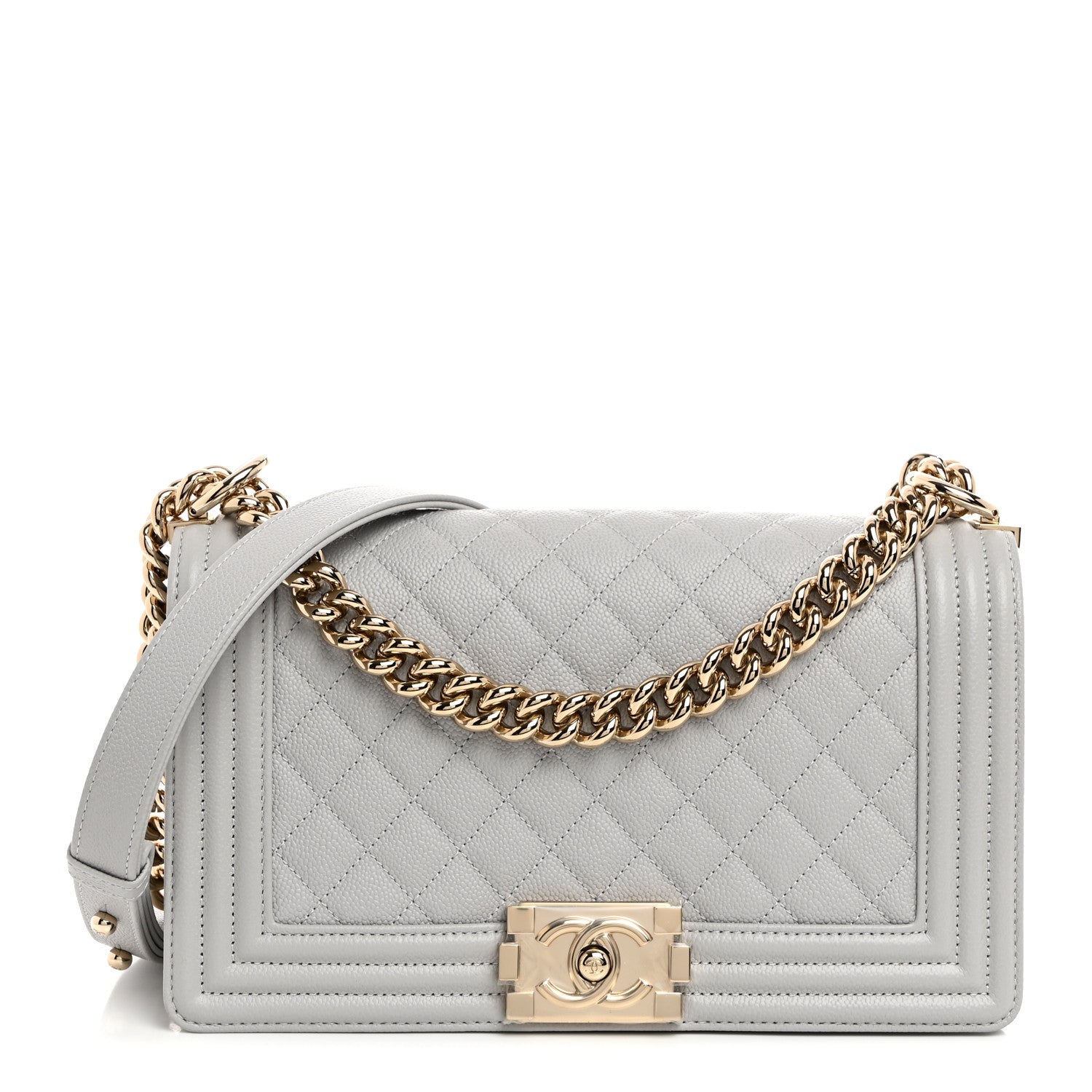 Chanel Caviar Quilted Medium Boy Flap Light Grey 1 of 10