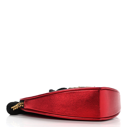 Saint Laurent Metallic Calfskin Heart Clutch Rouge 4 of 10
