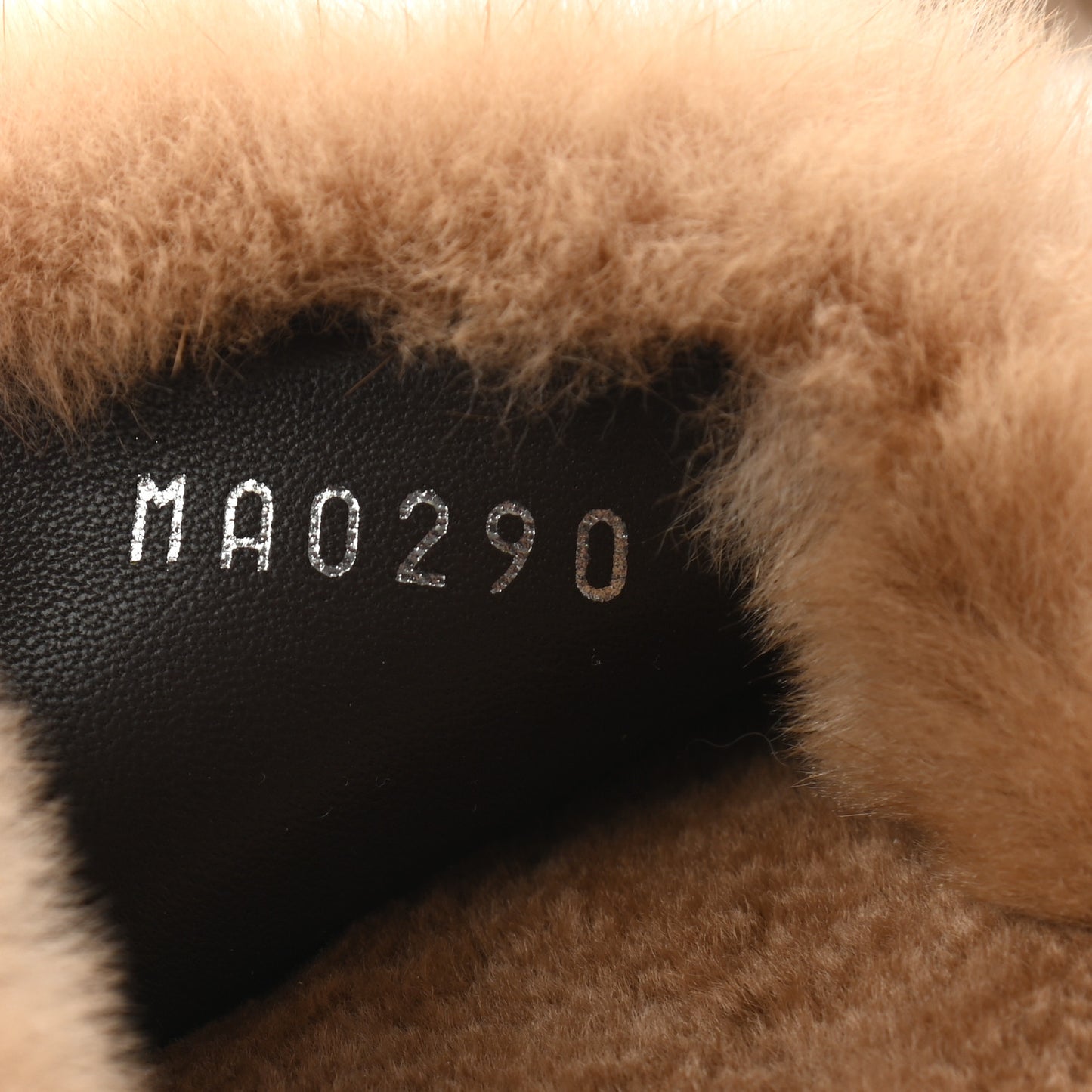 Mink Fur Monogram Lock It Flat Mule 36 Cognac