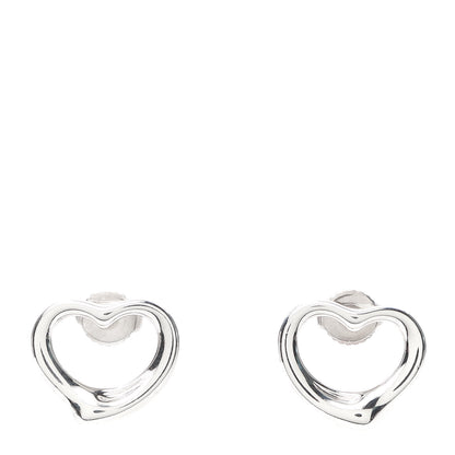 Tiffany Sterling Silver 16mm Elsa Peretti Open Heart Earrings 1 of 5