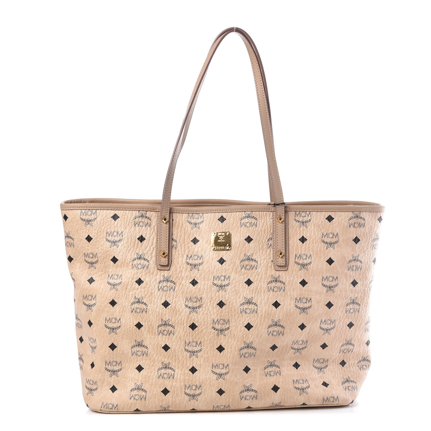 MCM Visetos Medium Anya Shopping Tote Beige 1 of 11