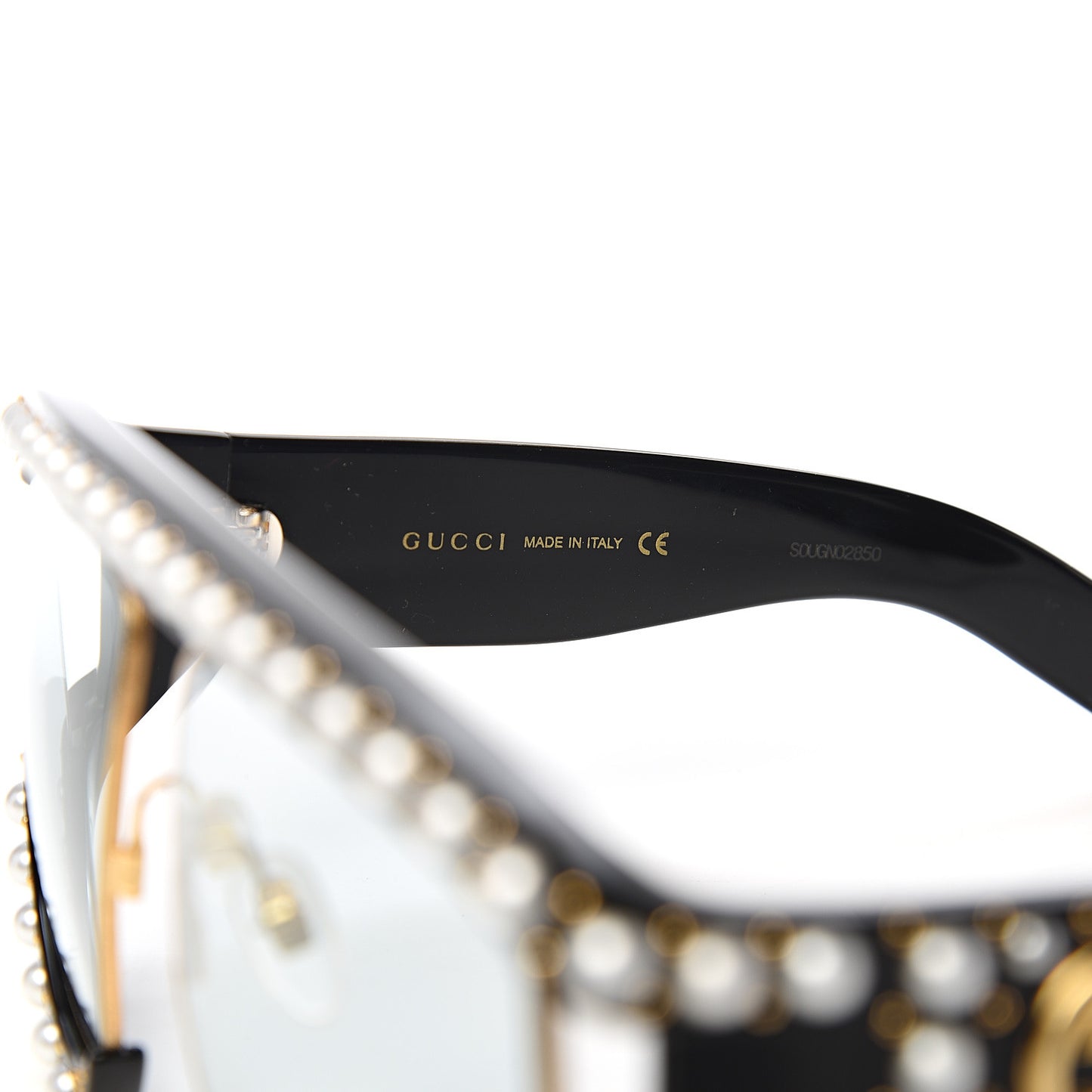 Acetate Pearl Rectangular Frame Sunglasses GG0234S Black