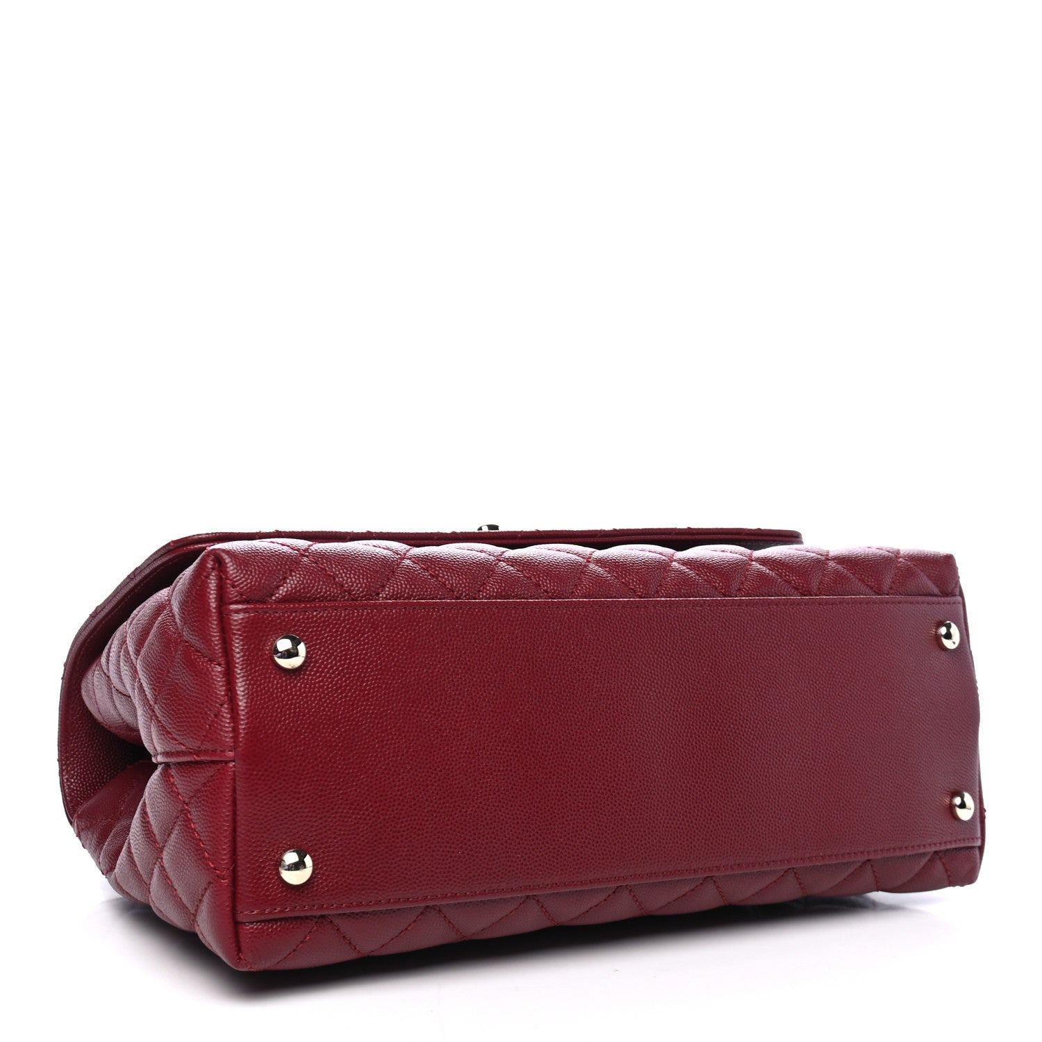 Chanel Caviar Lizard Embossed Quilted Small Coco Handle Flap Burgundy 3 of 4