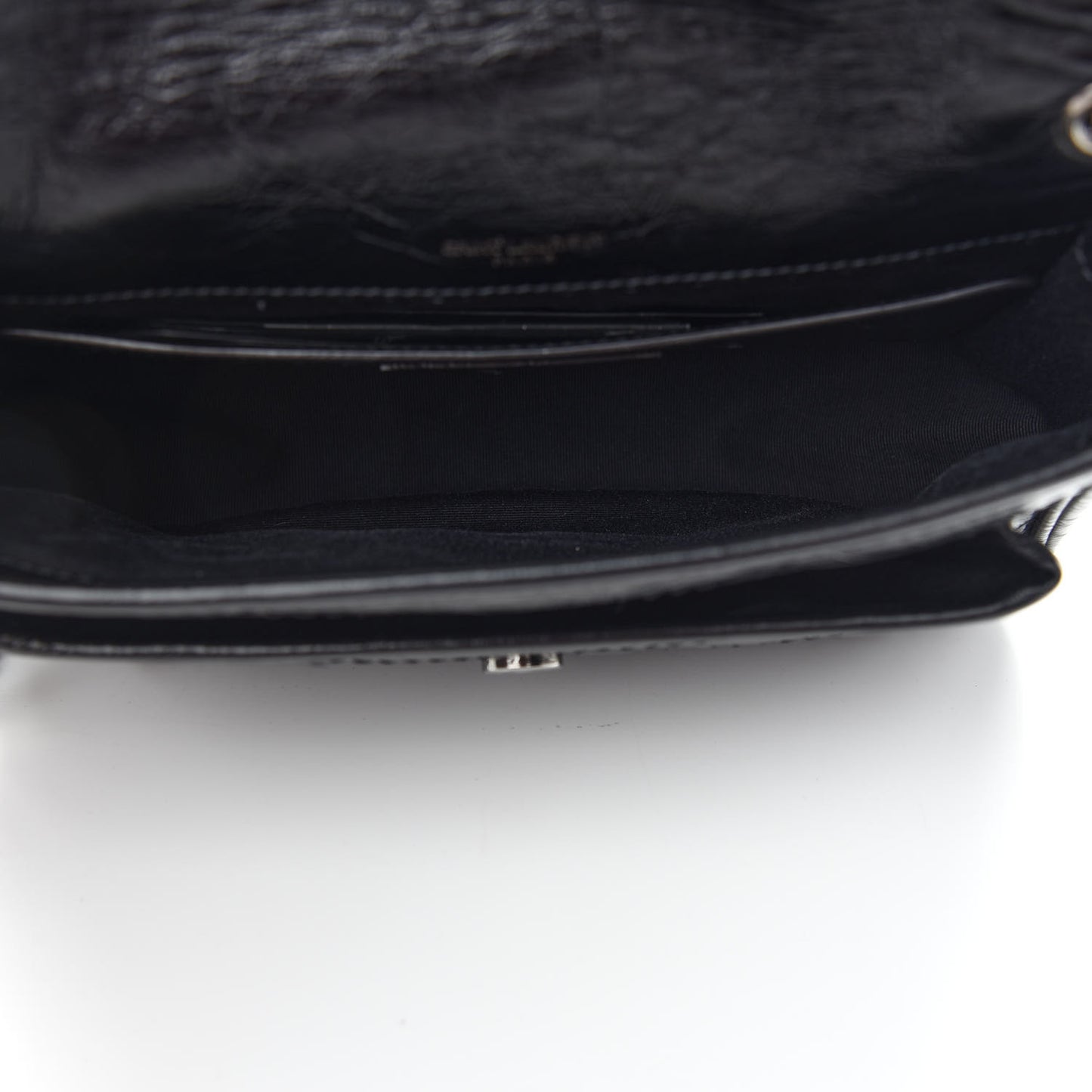 Crinkled Calfskin Matelasse Monogram Baby Niki Chain Satchel Black