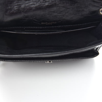 Saint Laurent Crinkled Calfskin Matelasse Monogram Baby Niki Chain Satchel Black 5 of 8