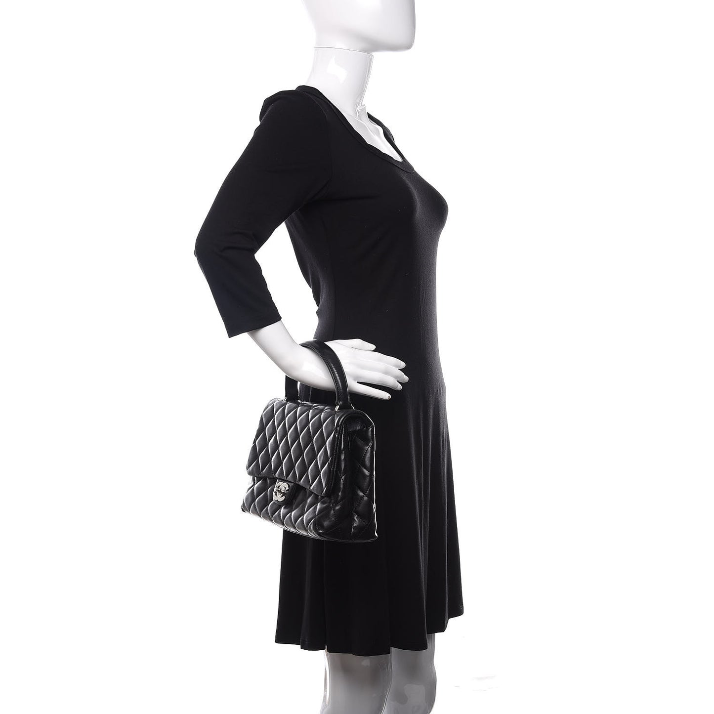 Lambskin Quilted Medium Kelly Flap Bag Black