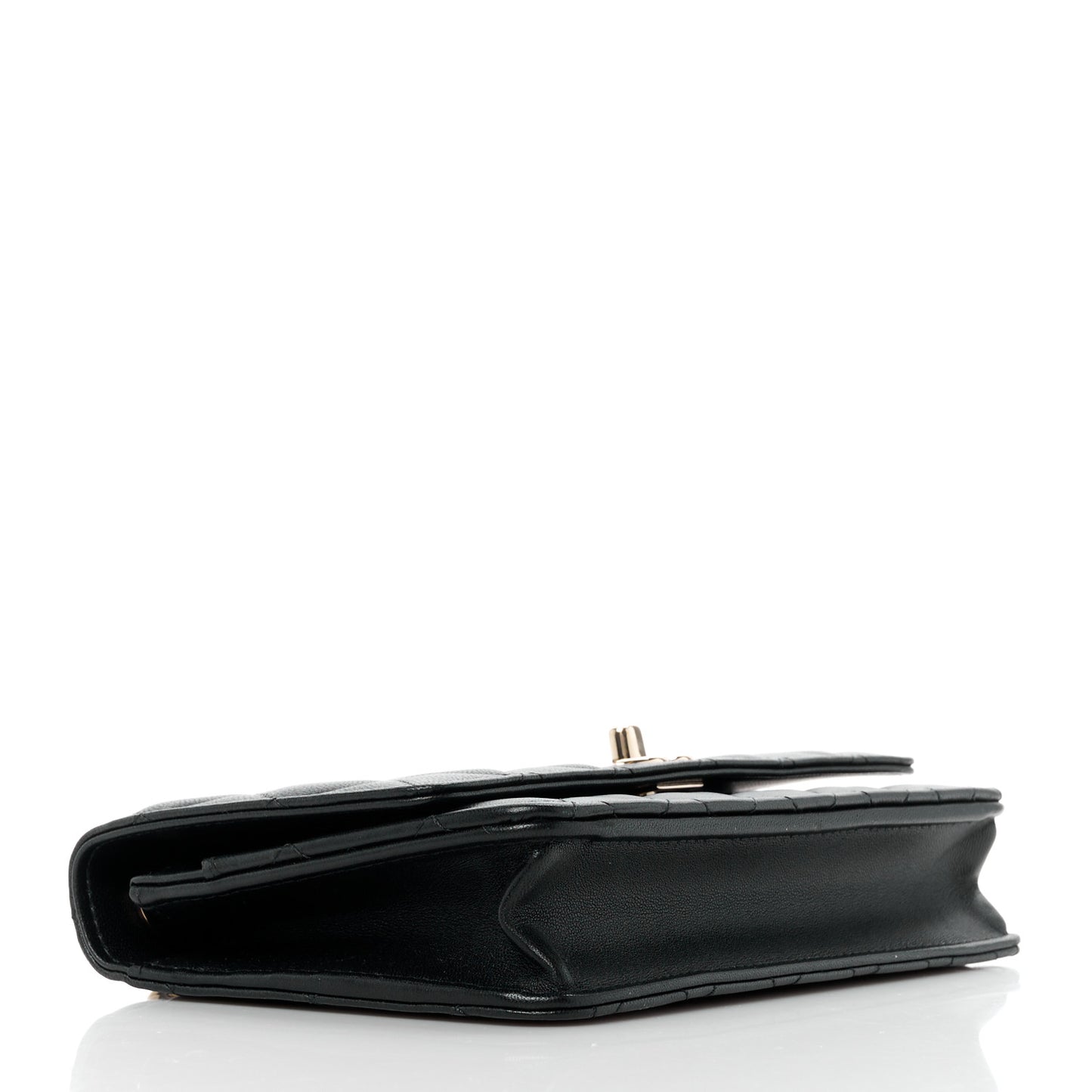 Lambskin Quilted Trendy CC Wallet On Chain WOC Black