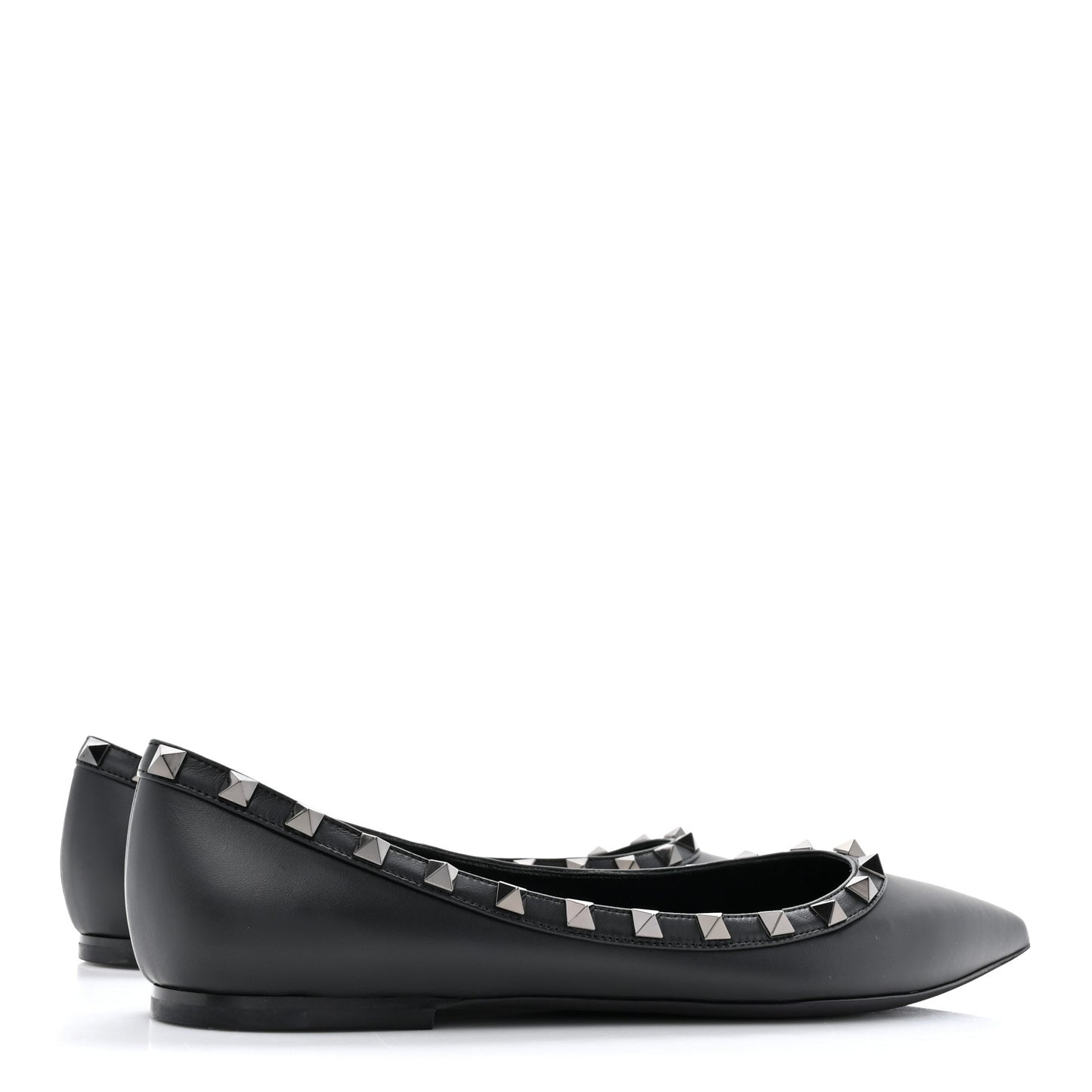 Calfskin Lacquered Monochrome Rockstud Ballerina Flats 39 Black