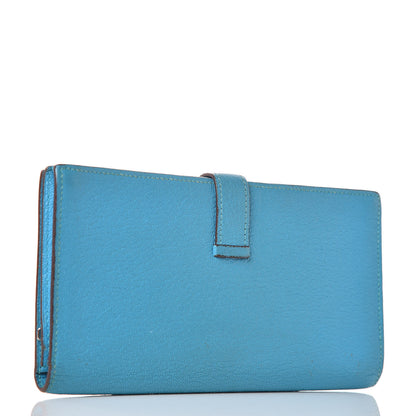 Hermes Chevre Mysore Bearn Gusset Wallet Bleu Azteque 3 of 11