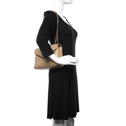 Saint Laurent Calfskin Y Quilted Monogram Small Loulou Chain Satchel Dark Beige 2 of 10