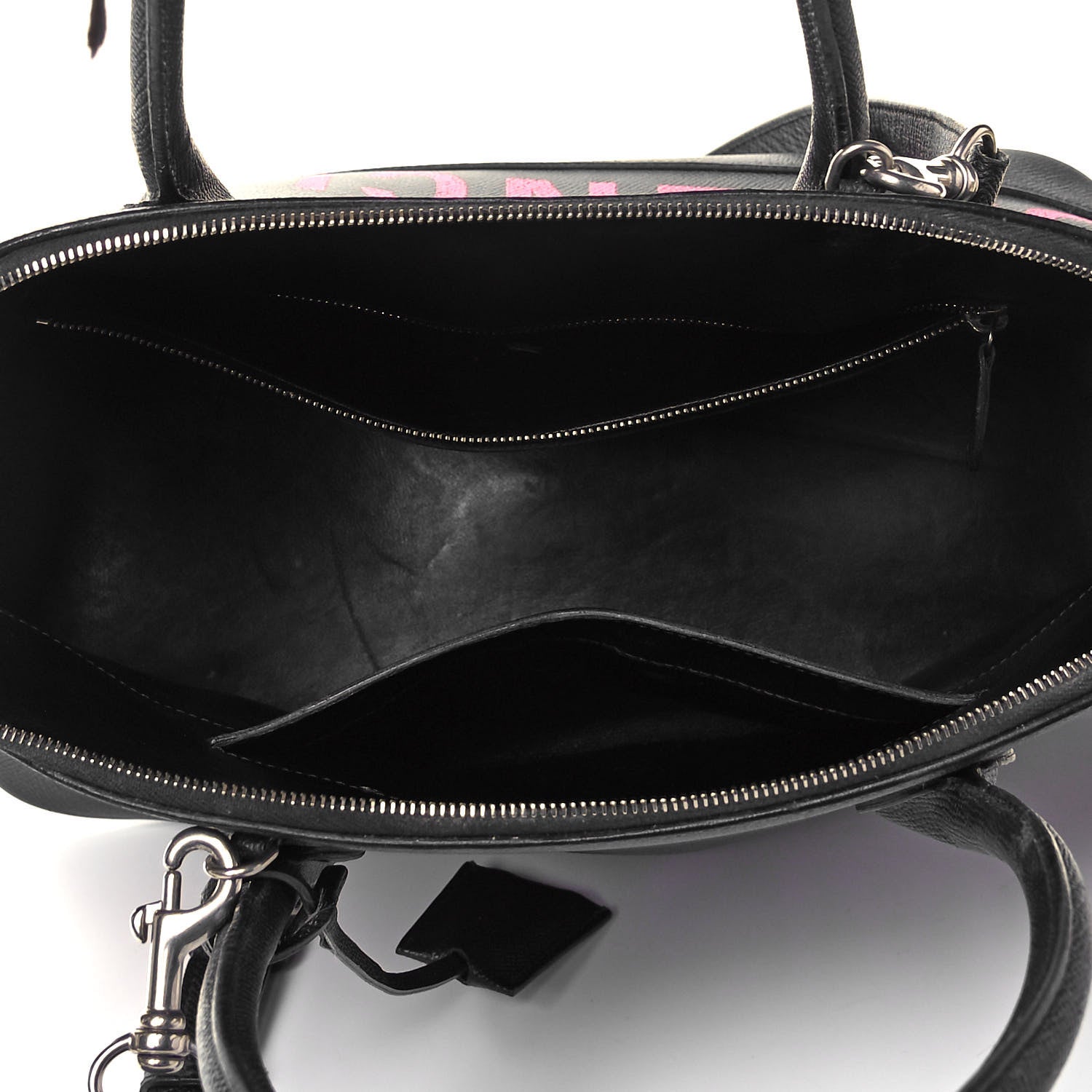 Balenciaga Signature Grained Calfskin Logo M Ville Top Handle Bag Black Rose Shocking 10 of 11