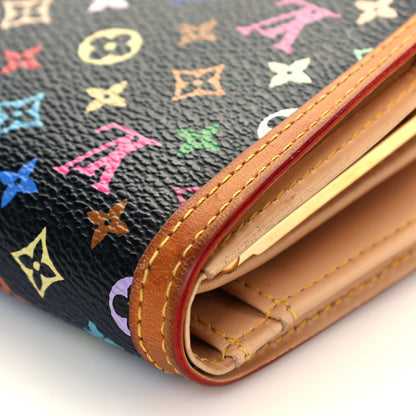 Louis Vuitton Monogram Multicolor French Purse Wallet Black 10 of 14