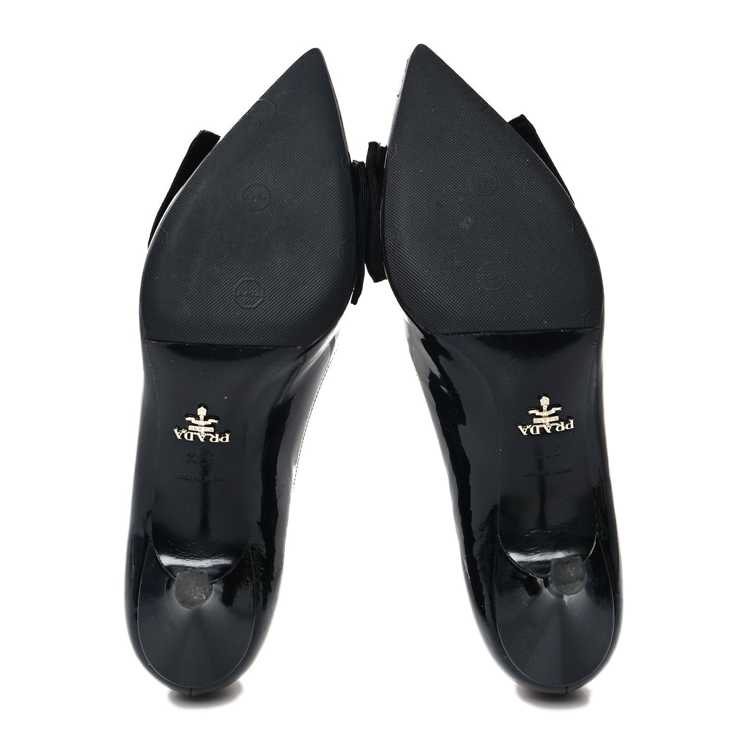 Prada Patent Bow Pumps 37.5 Black 5 of 7