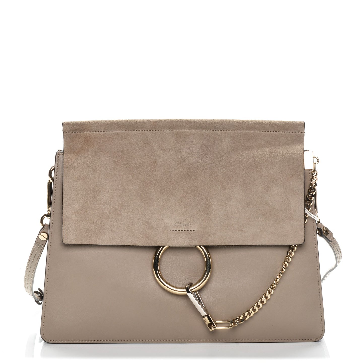 Calfskin Suede Medium Faye Shoulder Bag Motty Grey