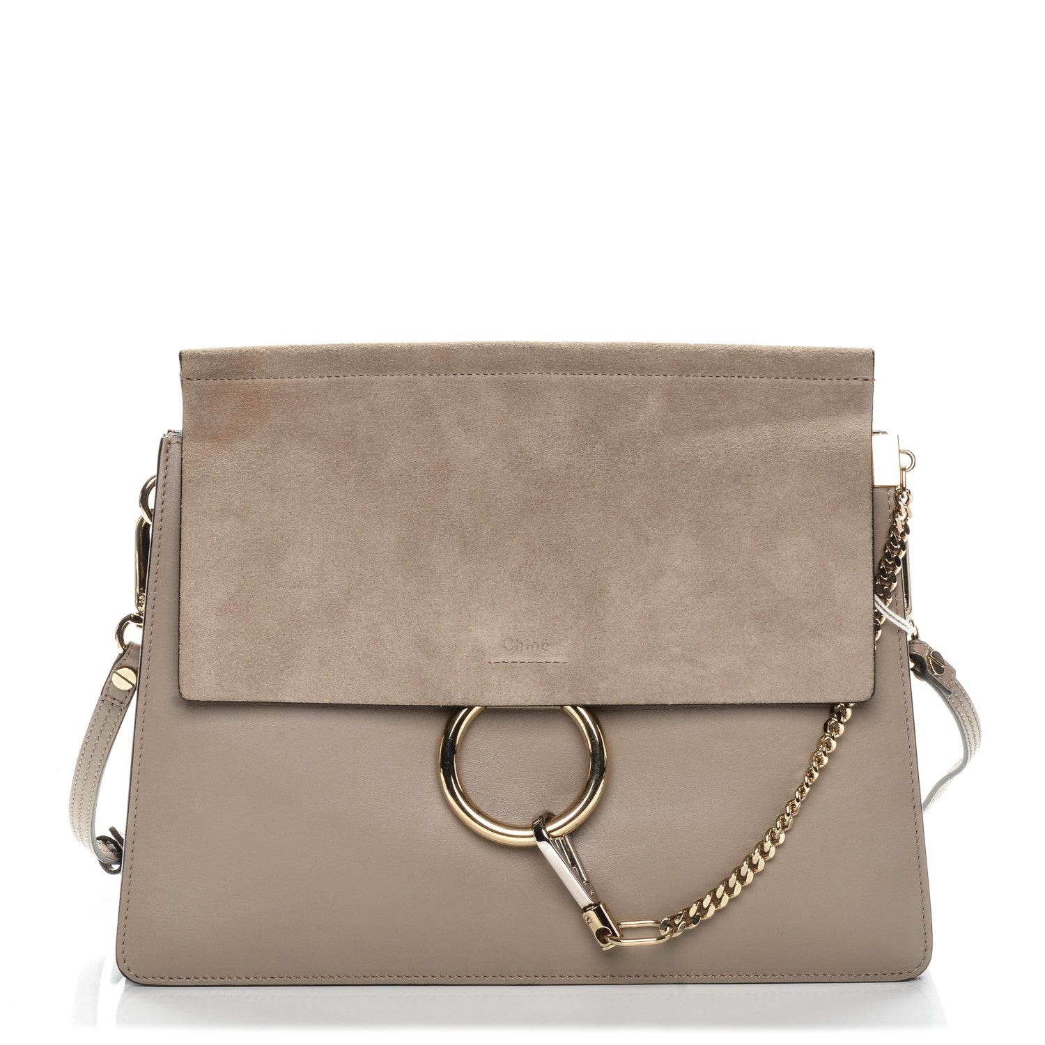 Chloe Calfskin Suede Medium Faye Shoulder Bag Motty Grey 1 of 6
