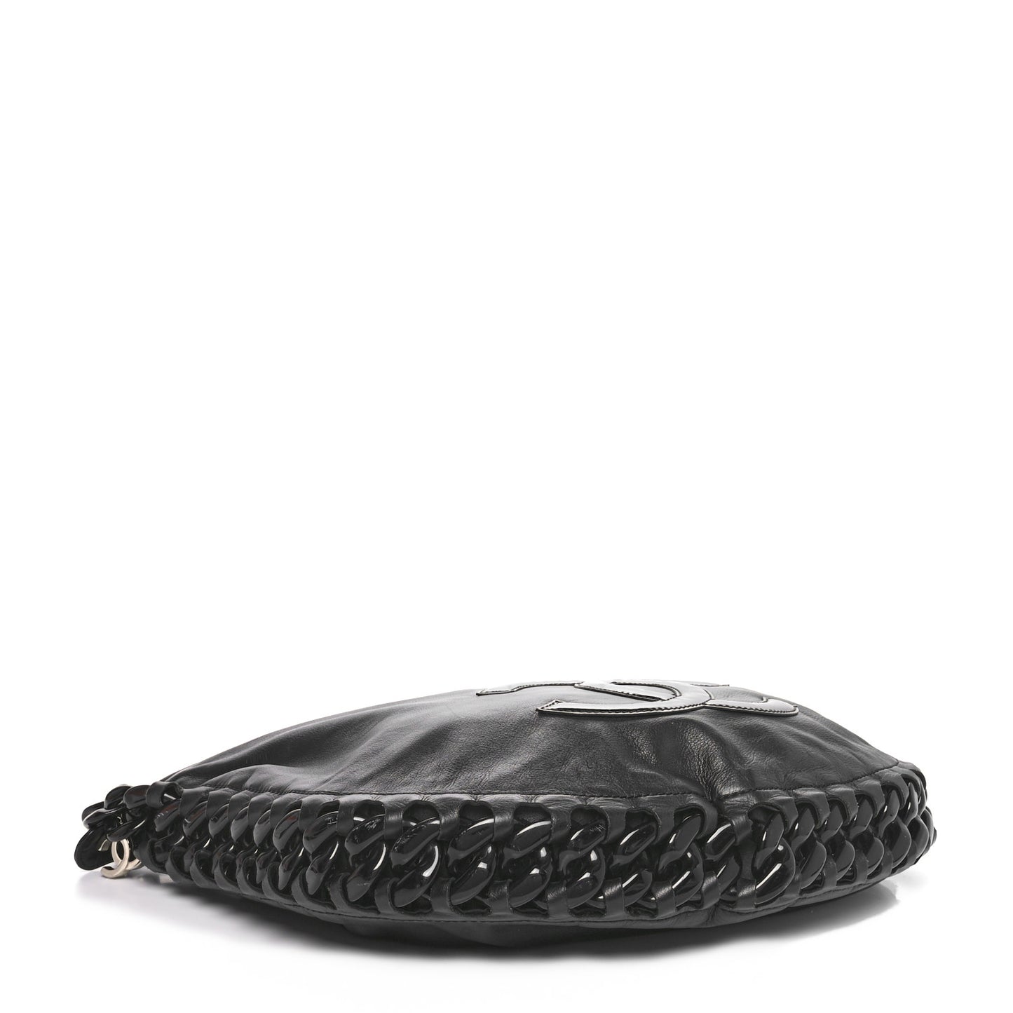 Calfskin Modern Chain Rhodoid Hobo Black