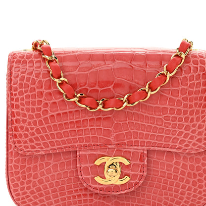 Chanel Shiny Alligator Mini Square Flap Pink 8 of 11