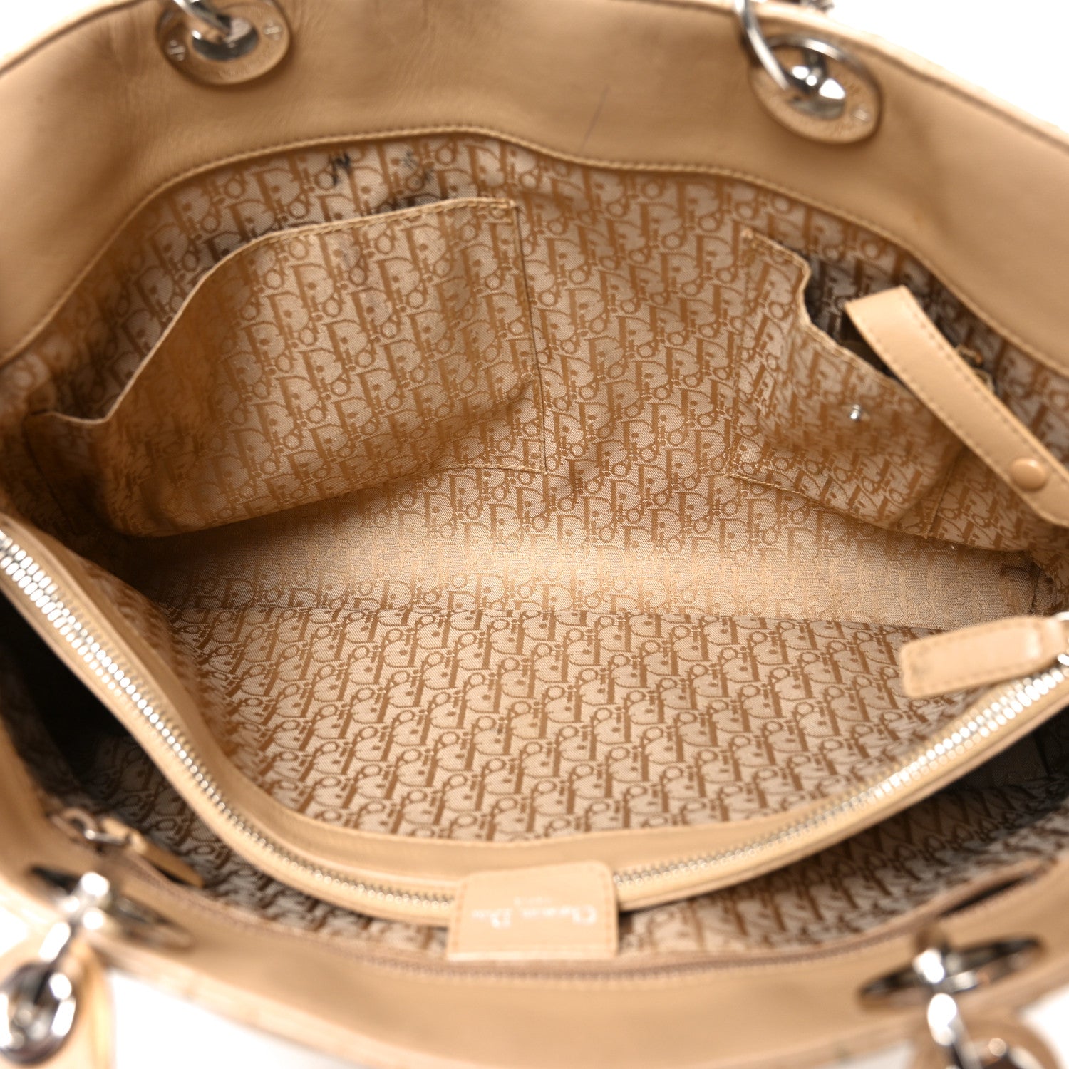 Christian Dior Lambskin Cannage Large Lady Dior Shopper Tote Beige 5 of 13
