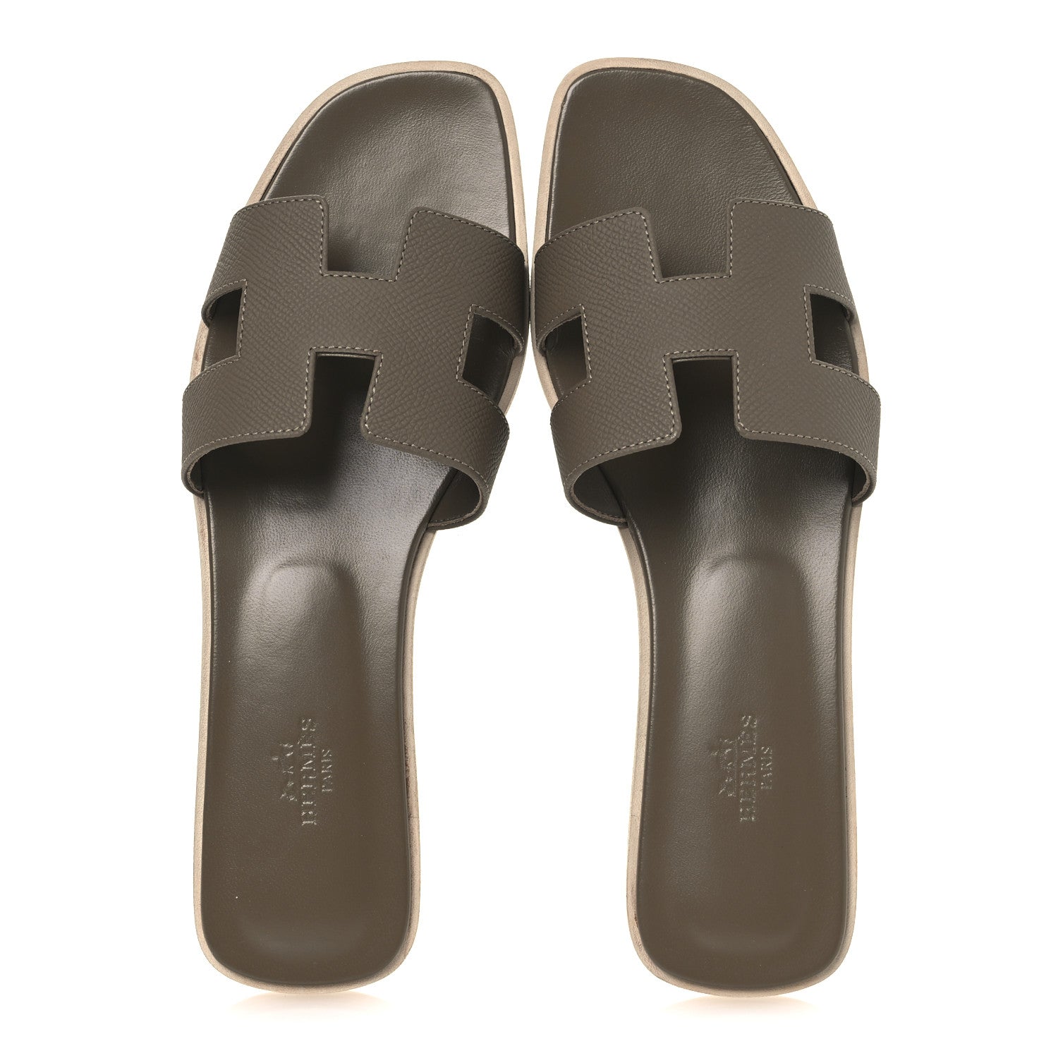Hermes Epsom Oran Sandals 40.5 Etoupe 2 of 12
