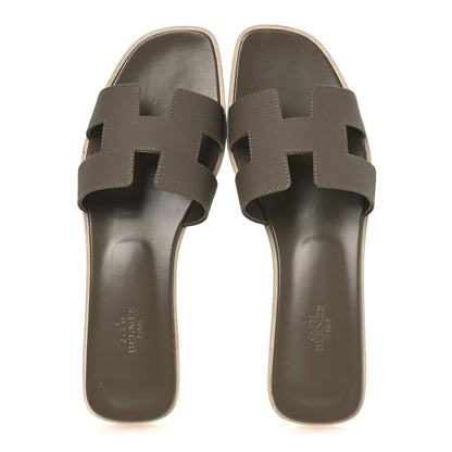 Hermes Epsom Oran Sandals 40.5 Etoupe 2 of 12