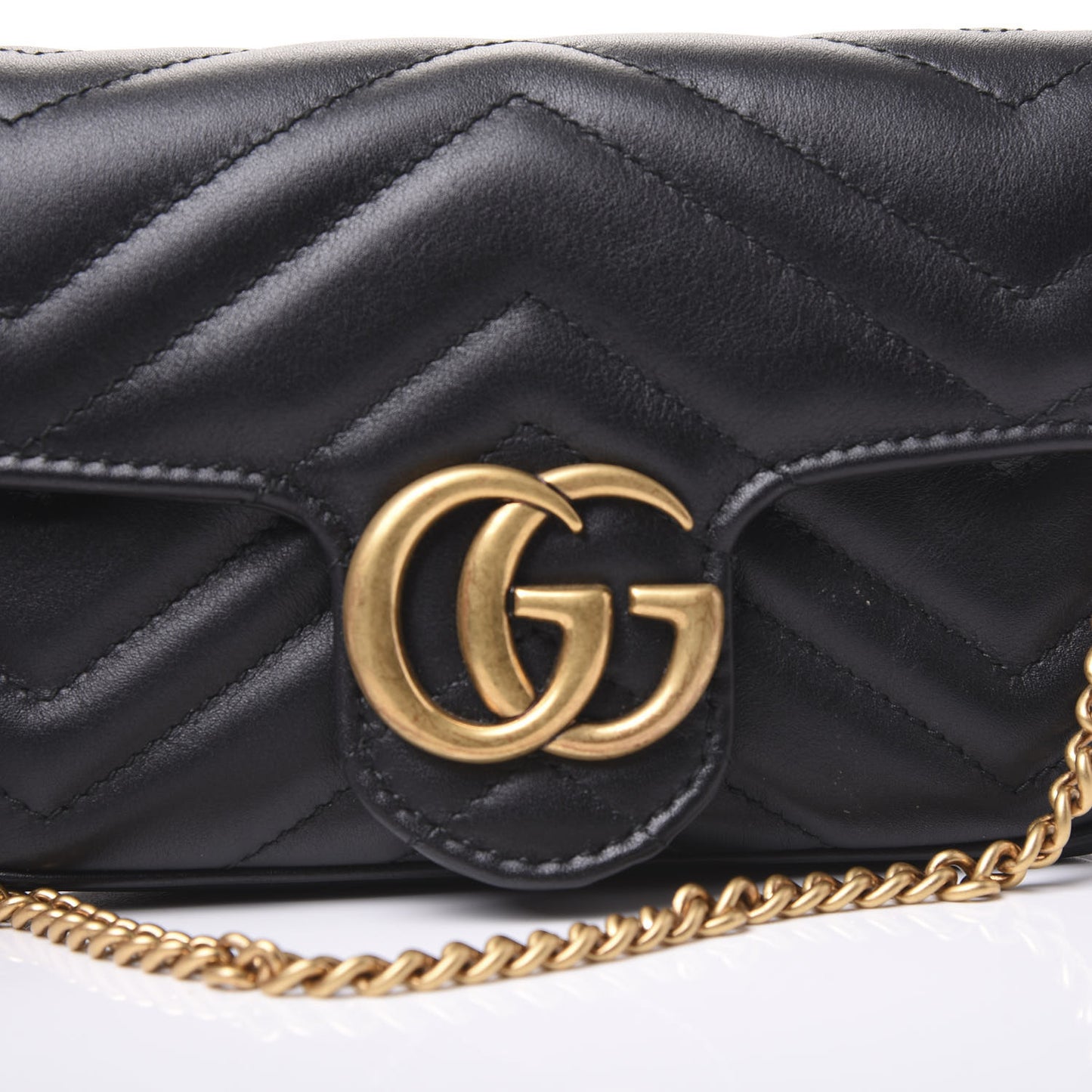 Calfskin Matelasse Super Mini GG Marmont Shoulder Bag Black