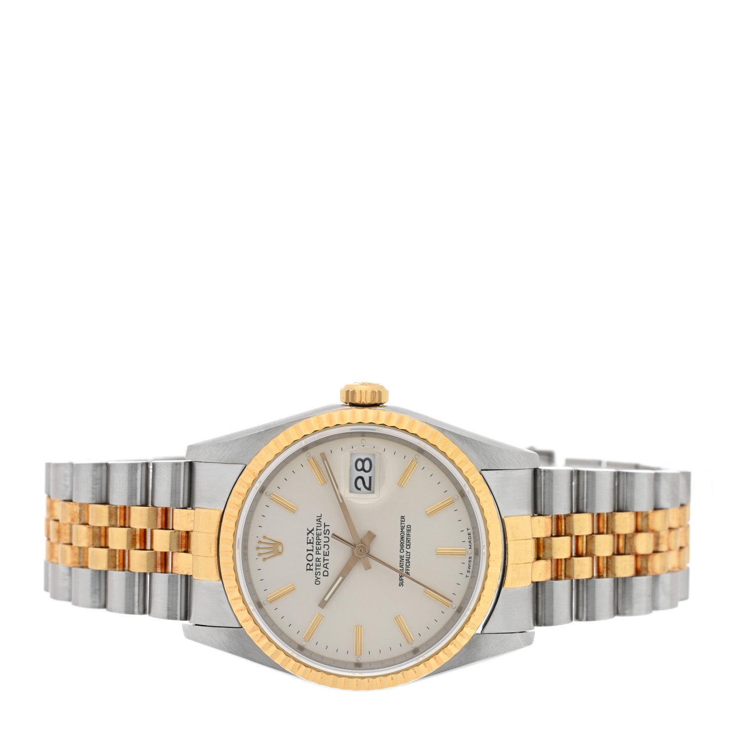 Rolex Stainless Steel 18K Yellow Gold 36mm Oyster Perpetual Datejust Watch Silver 16233 2 of 4