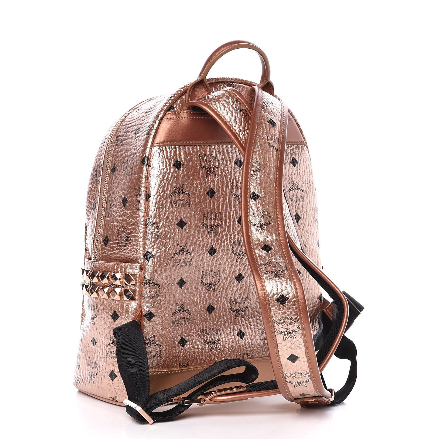 Metallic Visetos Small Side Stud Stark Backpack Champagne Gold