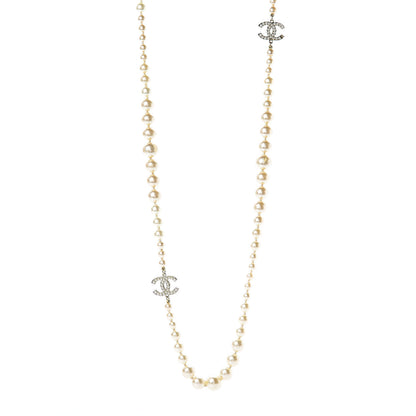 Chanel Graduated Pearl CC Long Necklace Light Gold 1 of 5