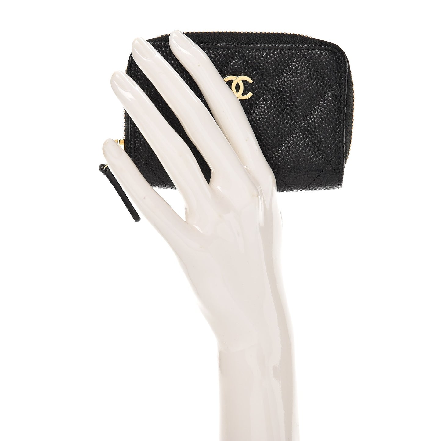 Caviar Quilted Zip Coin Purse Black