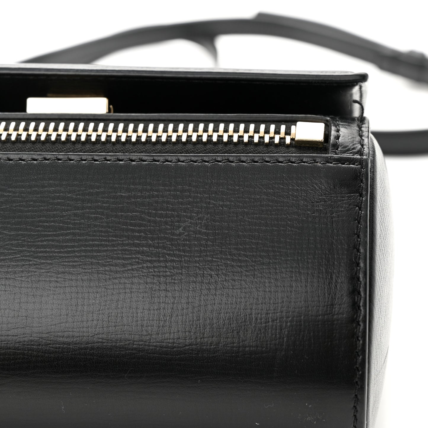 Textured Calfskin Mini Pandora Box Crossbody Bag Black