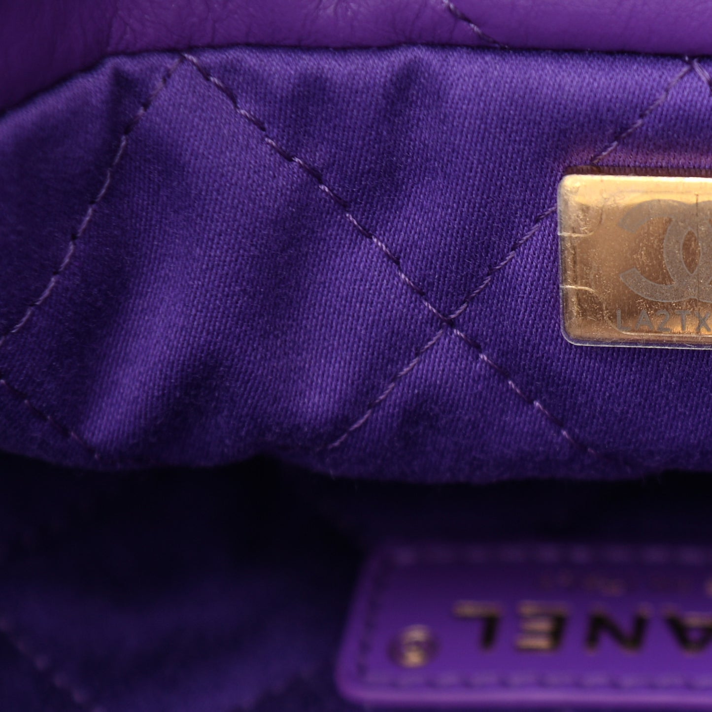 Shiny Calfskin Quilted Small Chanel 22 Purple