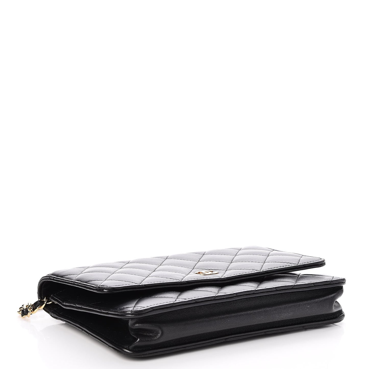 Lambskin Quilted Wallet On Chain WOC Black