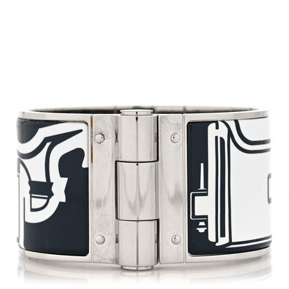 Hermes Enamel Printed Extra Wide Les Coupes Tattoo Hinged Bracelet S Positif Negatif 1 of 5
