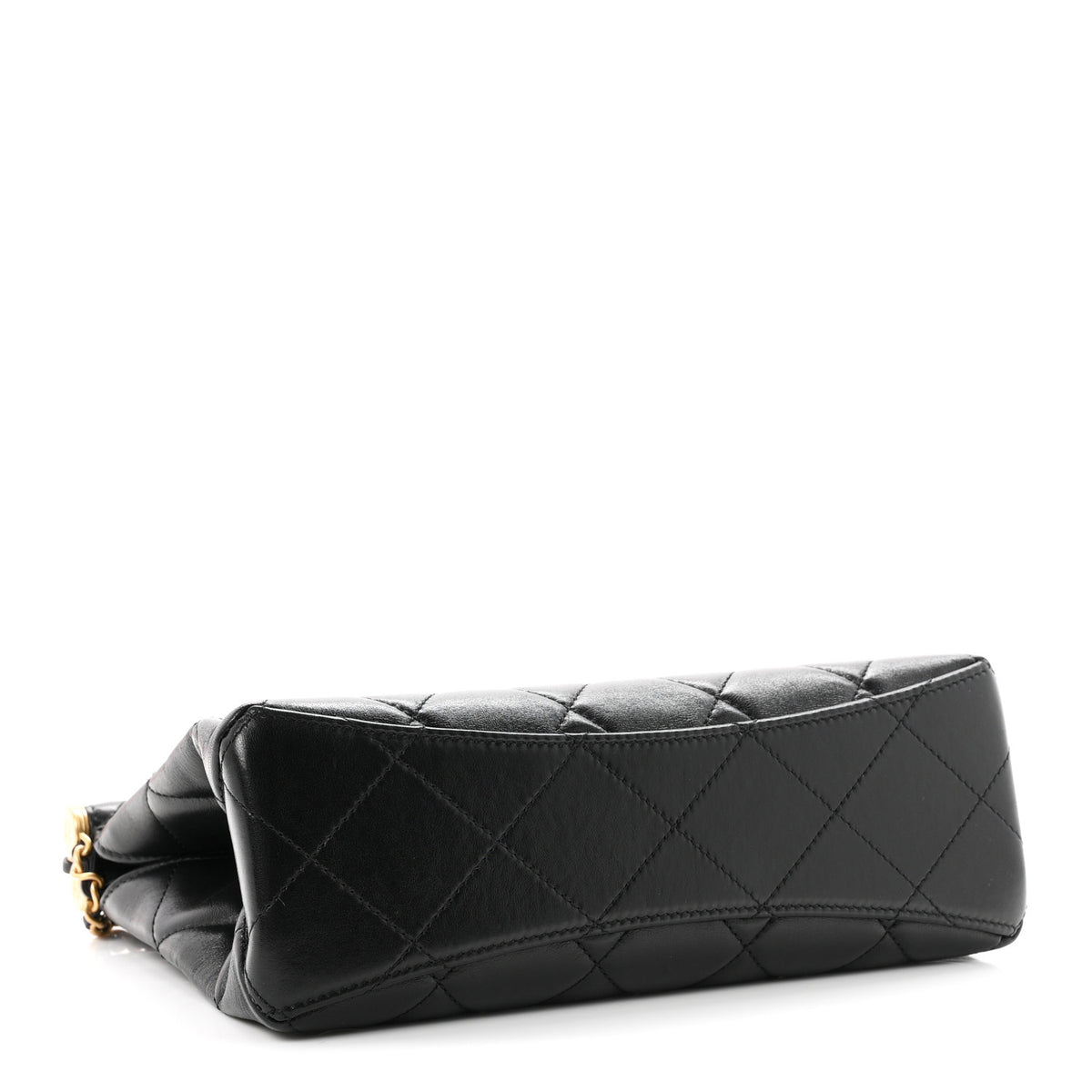 Shiny Lambskin Pearl Small Shopping Bag Black