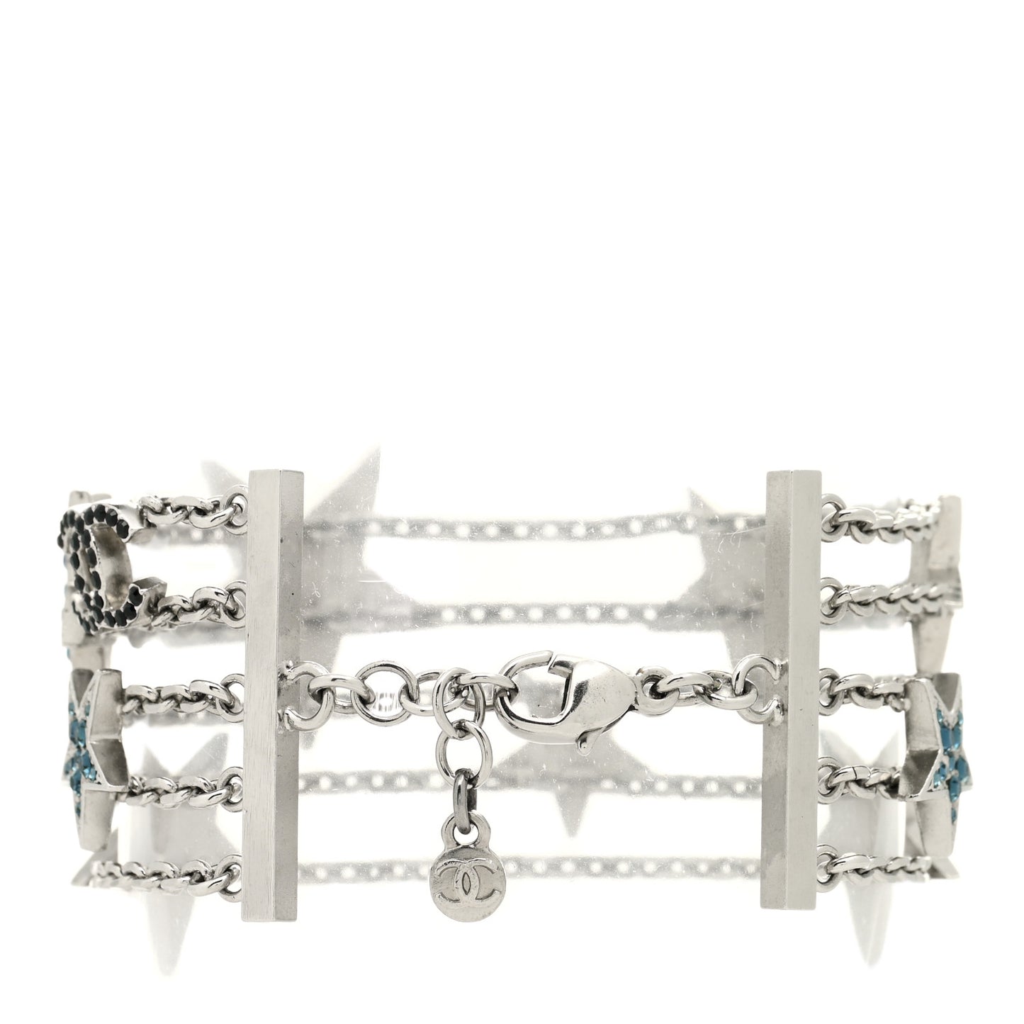 Crystal Star CC Multi Strand Bracelet Blue Silver