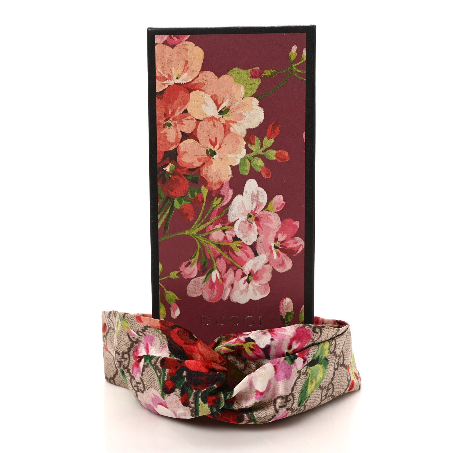 Gucci Silk Monogram Blooms Print Headband Antique Rose 6 of 6