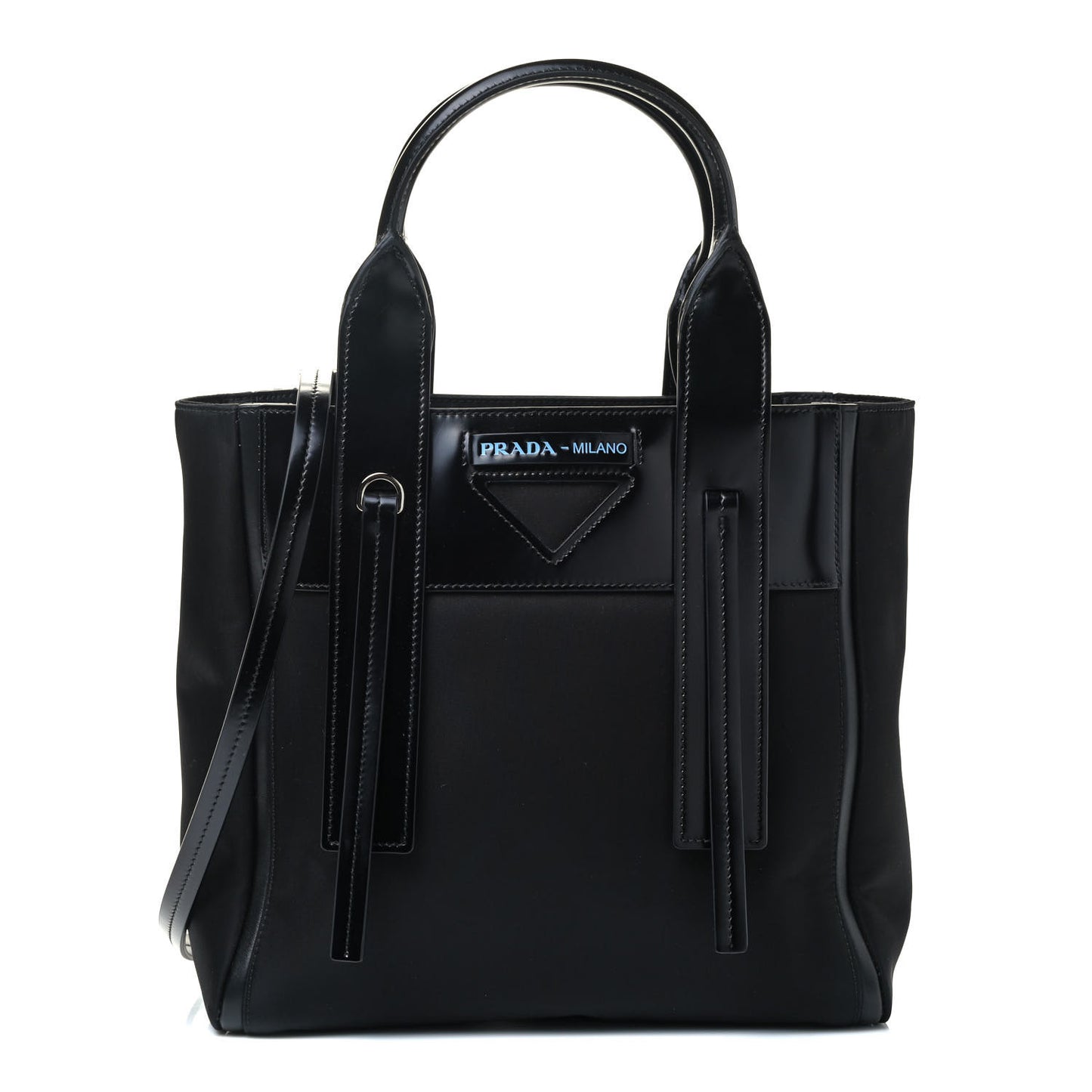 Tessuto Nylon Spazzolato Small Ouverture Top Handle Bag Black