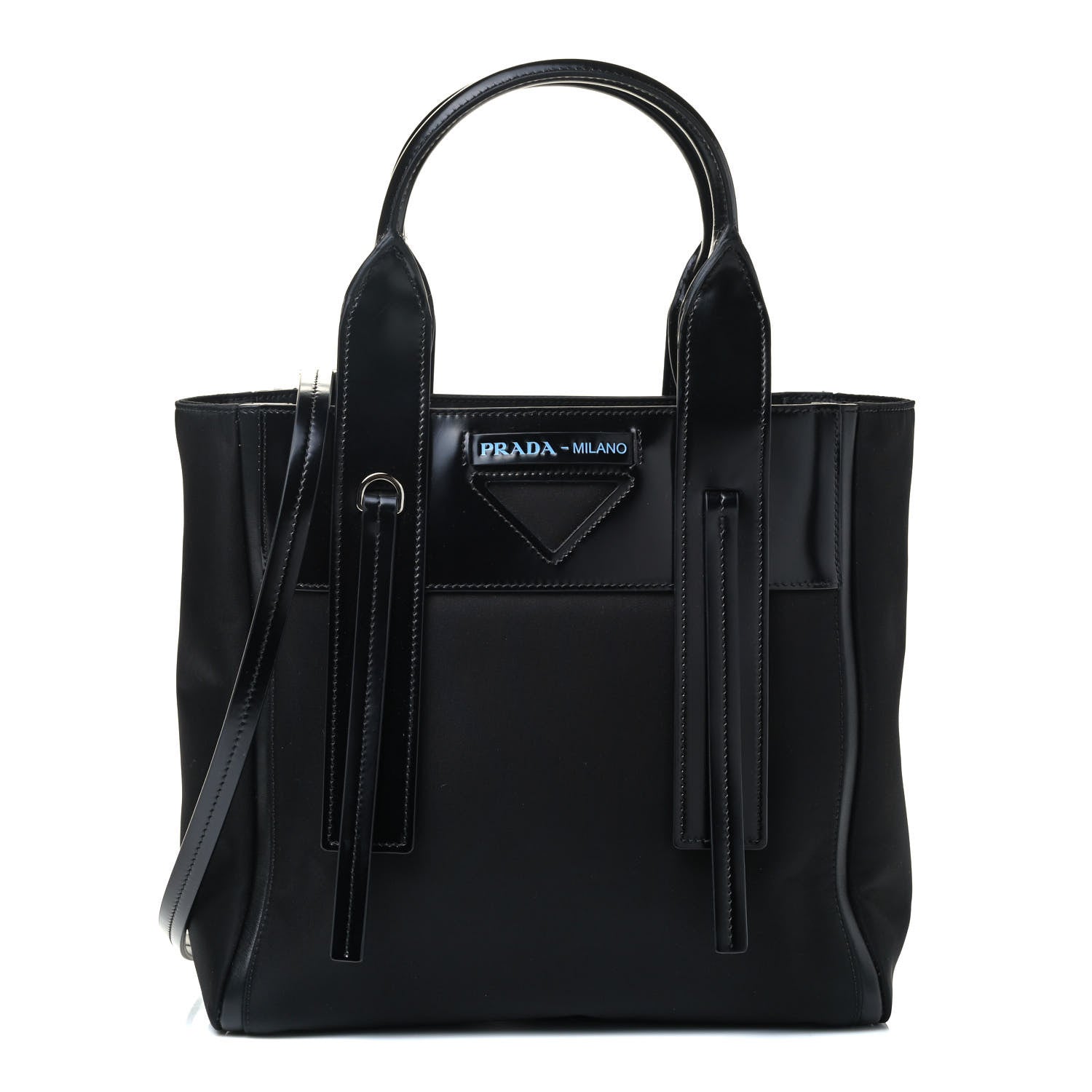 Prada Tessuto Nylon Spazzolato Small Ouverture Top Handle Bag Black 1 of 5