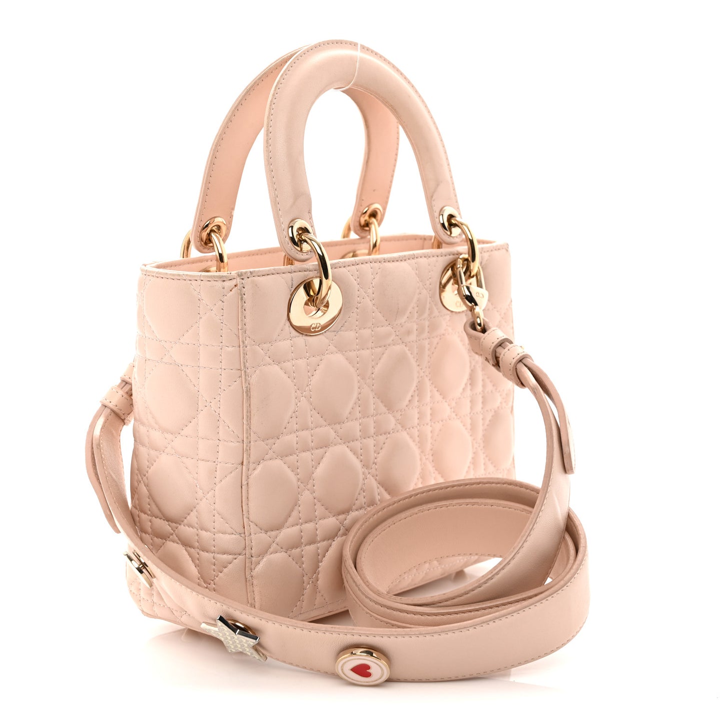 Lambskin Cannage Small Lucky Badges My Lady Dior Light Pink