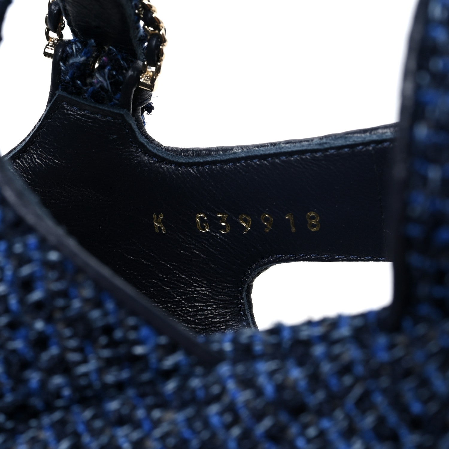 Chanel Silk Linen Tweed Quilted CC Platform Sandals 36.5 Navy Blue Gray 8 of 9