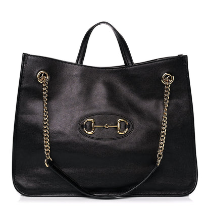 Gucci Calfskin Large Horsebit 1955 Tote Bag Black 1 of 10