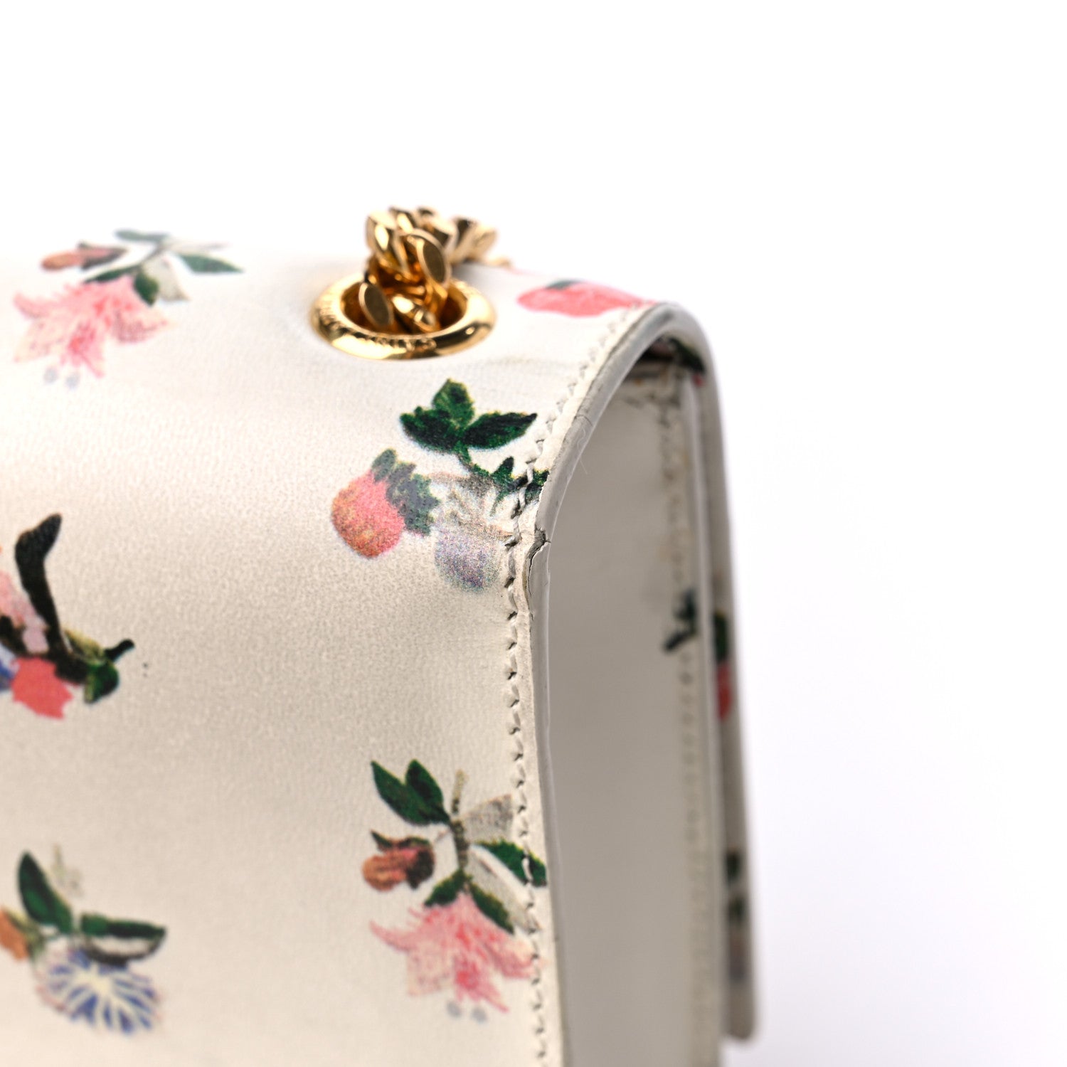 Saint Laurent Calfskin Prairie Flower Printed Small Classic Monogram Kate Satchel White 13 of 15