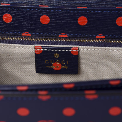 Gucci Shangai Calfskin Polka Dot Horsebit 1955 Shoulder Bag Blue Orange 8 of 10